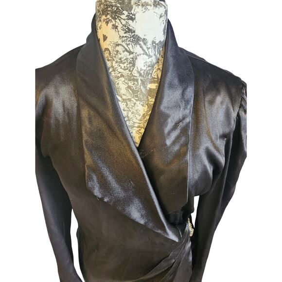 Zum Zum Black midi long sleeve wrap dress sz 7-8 90's y2k **read - Picture 2 of 10